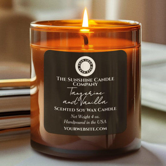 Elegant Black Candle Label with Logo