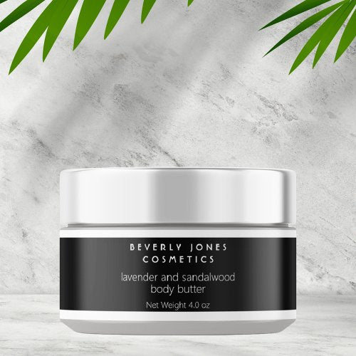 Elegant Minimalist Black White Cosmetics Jar Label