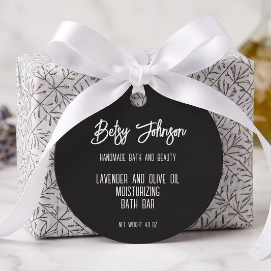 Elegant Minimalist Black White Soap Packaging Tag