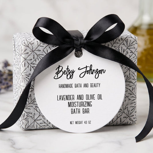 Elegant Minimalist White Black Soap Packaging Tag