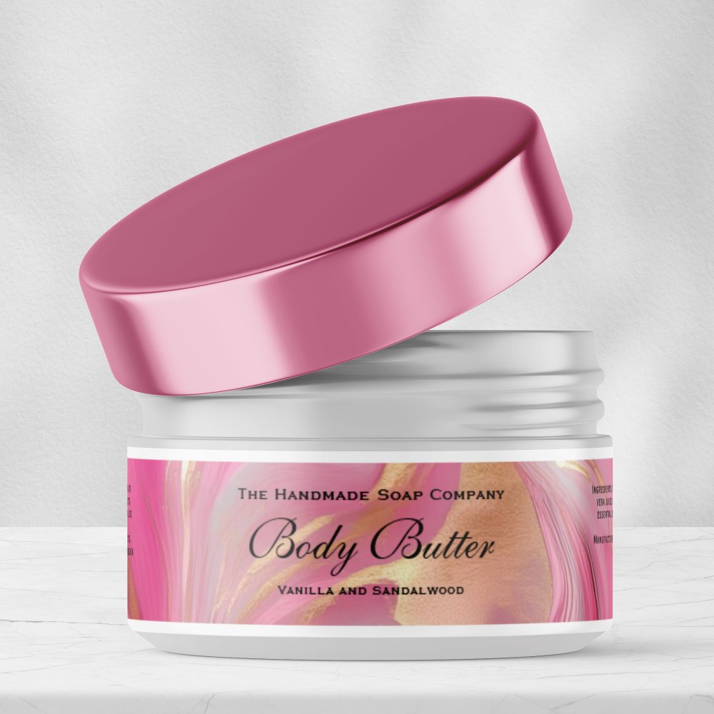 Gold Foil and Pink Body Butter Jar Label 1 x 7