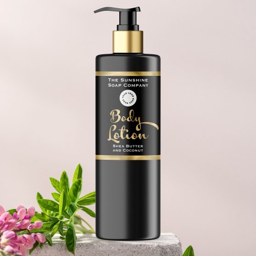 Faux Gold Foil & Black Body Lotion Bottle Label w logo