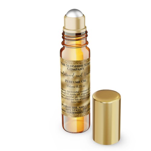 Gold Foil & Glitter Perfume Roller Bottle label
