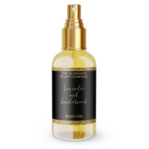 Gold Glitter & Black Cosmetics Bottle Label