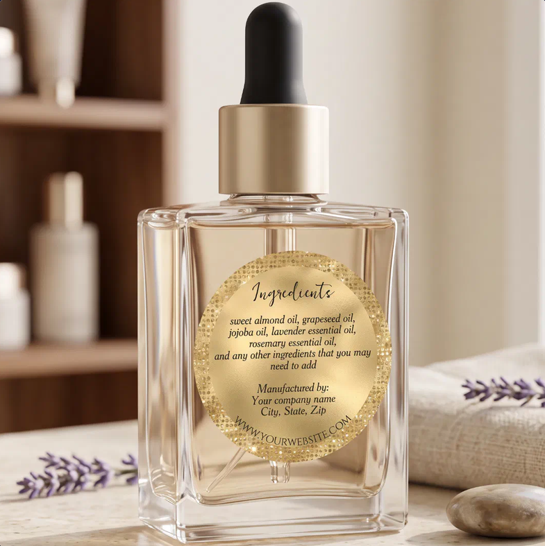 Luxury Gold Foil and Gold Glitter Ingredients Label