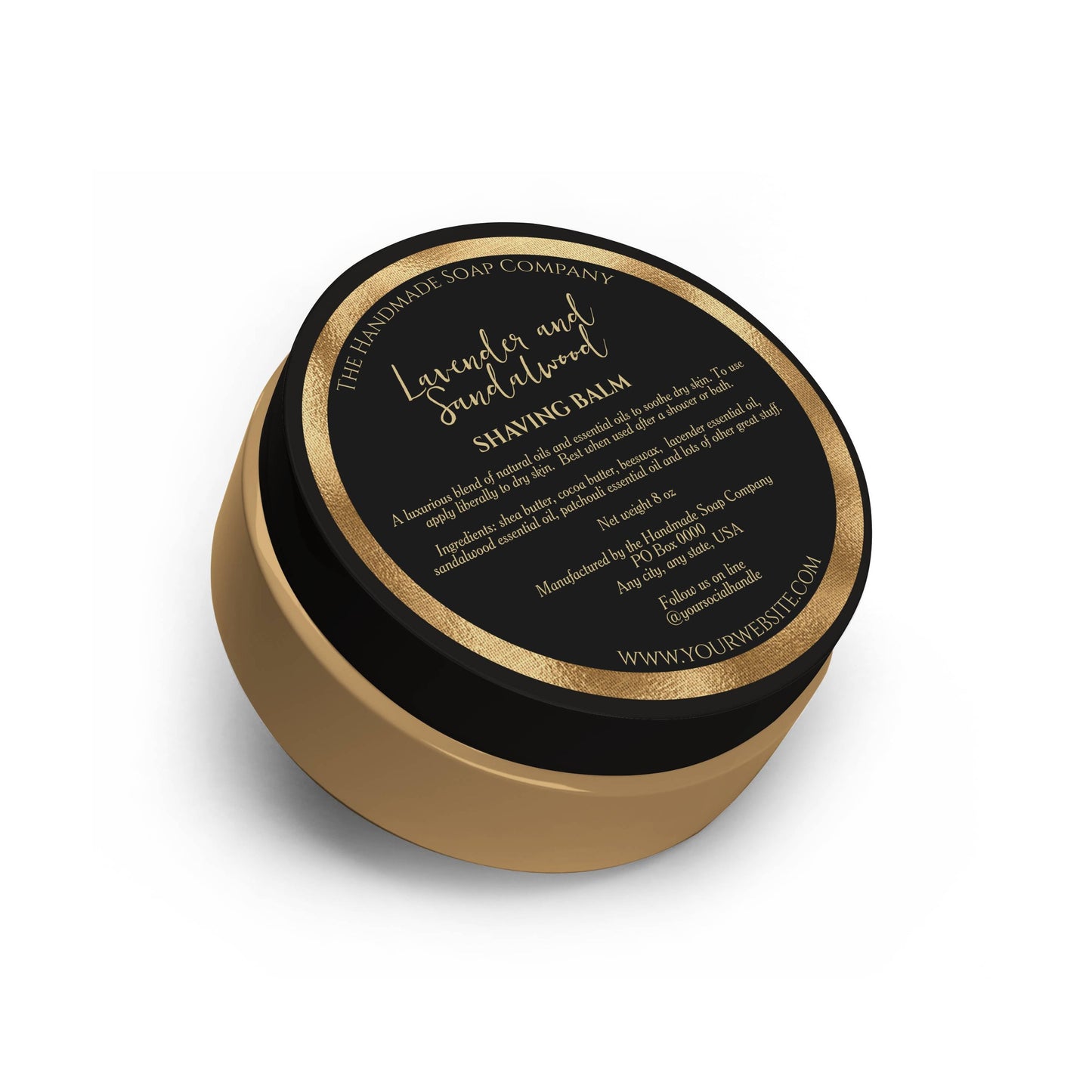 Black and Gold Cosmetics Jar Label with Ingredients