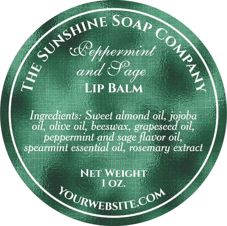 Vintage style woven green foil soap cosmetic classic round sticker