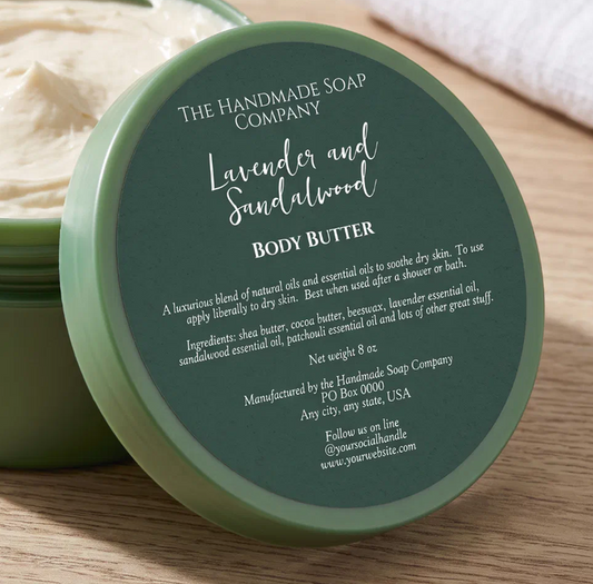Minimalist Green Cosmetics Jar Label w Ingredients - 3" diameter