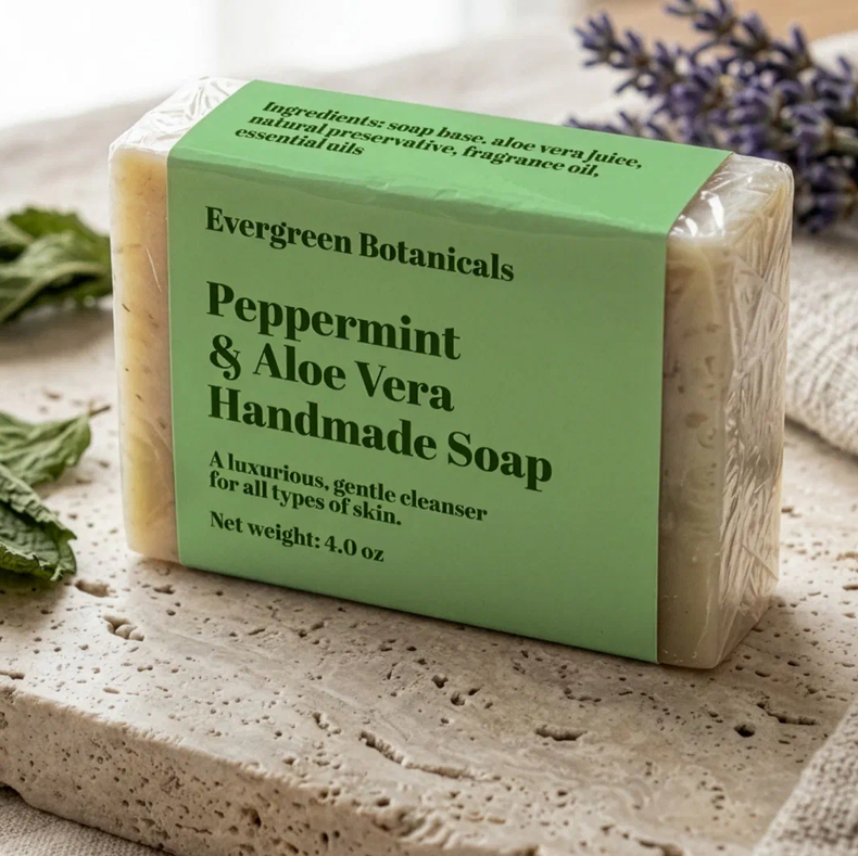 Modern Green Soap Packaging Label