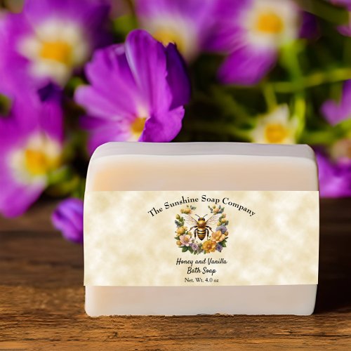 Honeybee on Faux Parchment Paper Soap Belly Band
