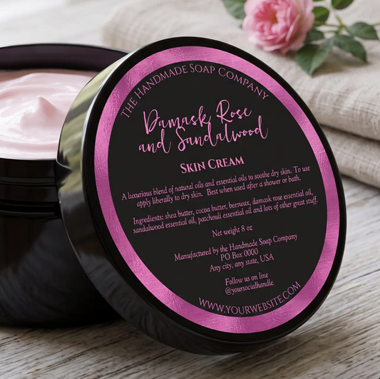 Black & Fuchsia Cosmetics Jar Label with Ingredients - 3" diameter