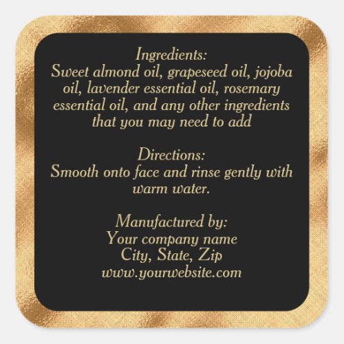 ingredients label - black gold square