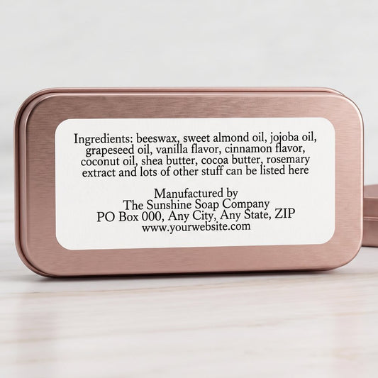 Ingredients Label for Lip Balm Tin