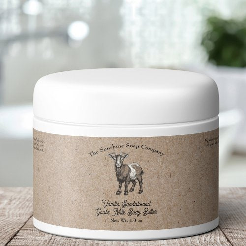 Kraft paper style Goat's Milk Cosmetics Jar Label