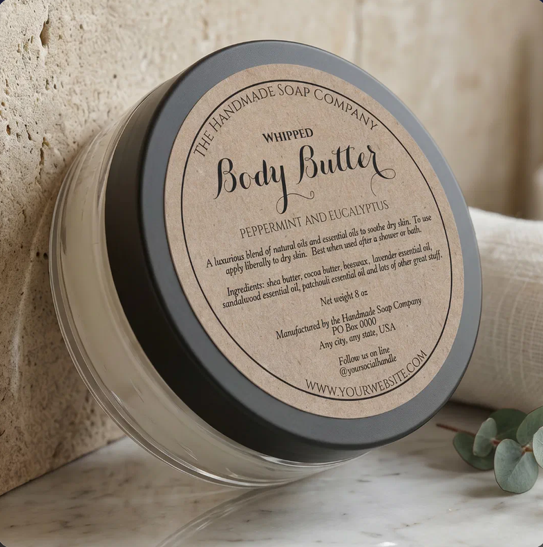 Kraft Paper Style Body Butter Cosmetics Jar Label