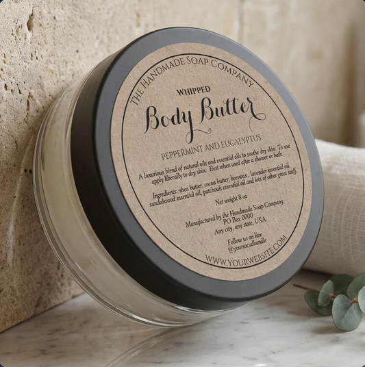 Kraft Paper Style Body Butter Cosmetics Jar Label