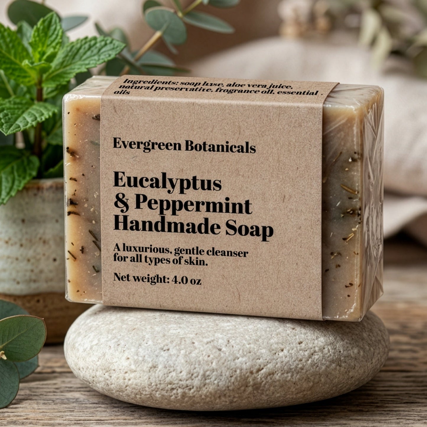 Modern Kraft Paper Style Soap Packaging Label