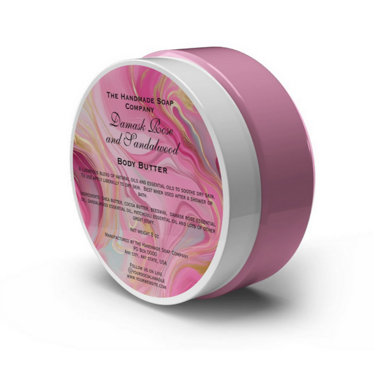 Pink and gold body butter jar label 