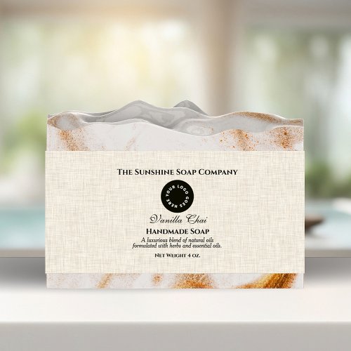 Light Beige Linen Paper Style Soap Belly Band