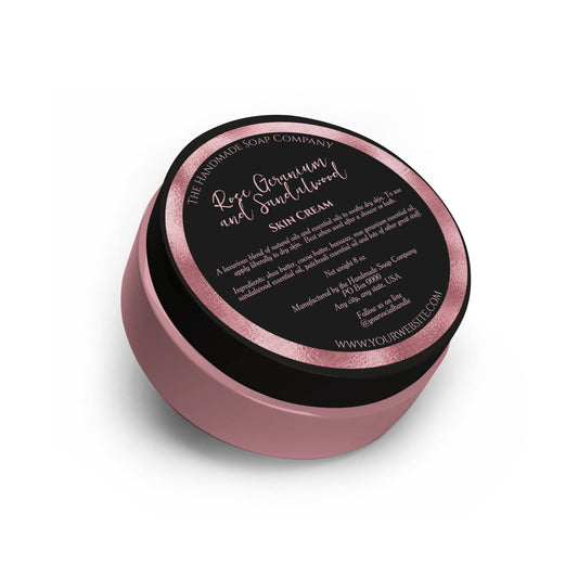 Black and Pink Cosmetics Jar Label with space for ingredients - 3” diameter