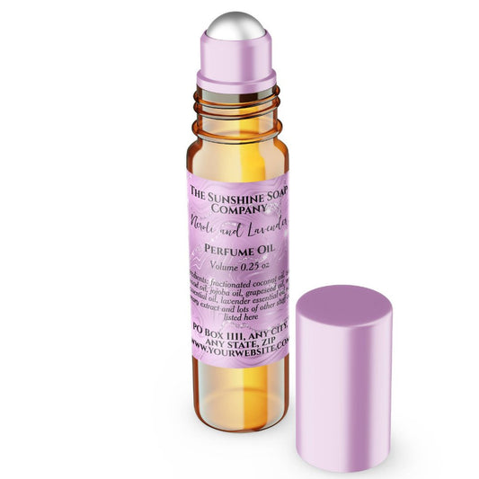Lilac Foil and Glitter Perfume Roller Bottle label