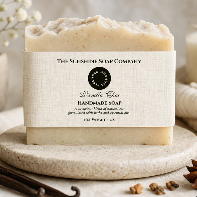 Light Beige Linen Paper Style Soap Belly Band
