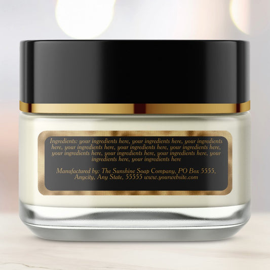 Luxury black gold cosmetics jar ingredients label