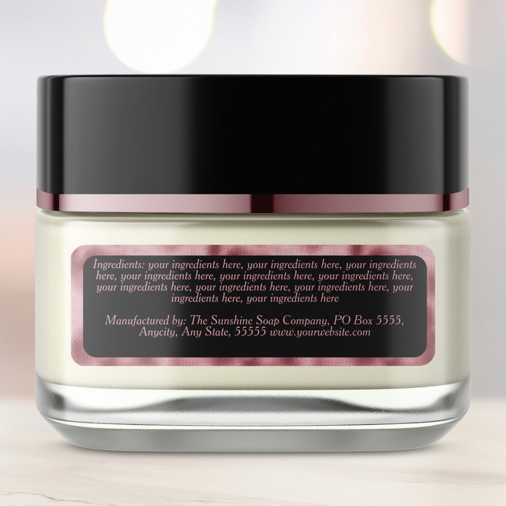 Luxury black pink cosmetics jar ingredients label