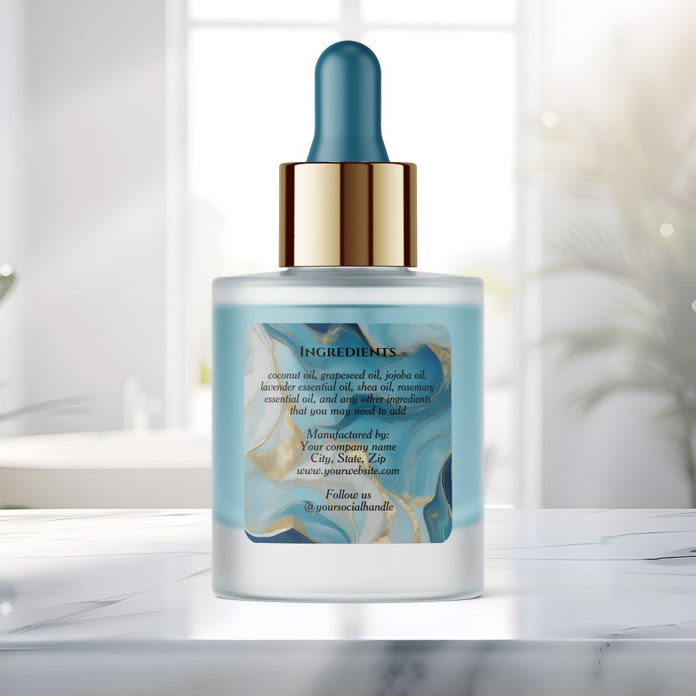 Luxury Blue Marble & Gold Foil Ingredients Label