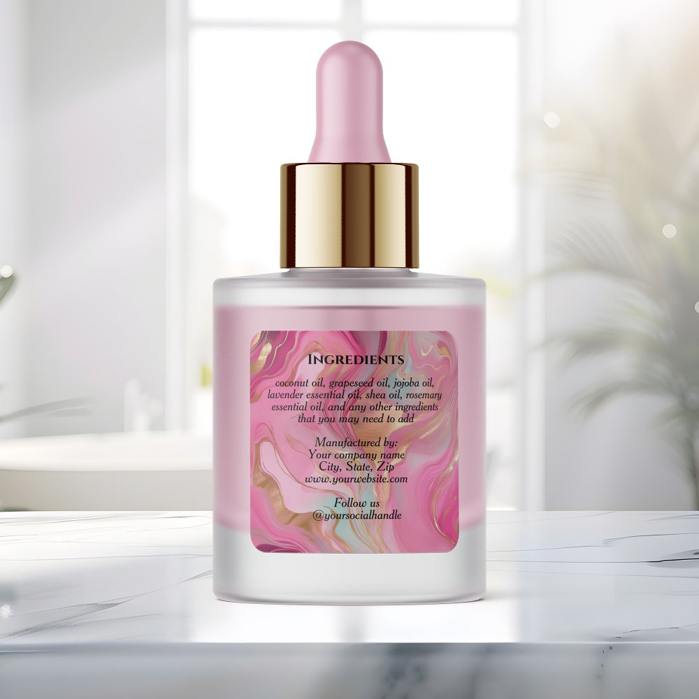 Luxury Pink Marble & Gold Foil Ingredients Label