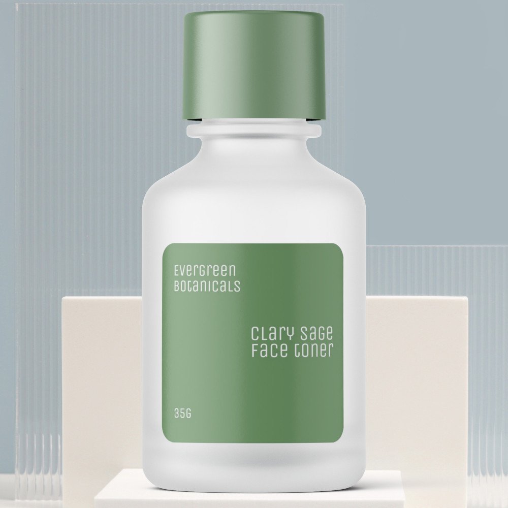minimalist beauty product label green and white