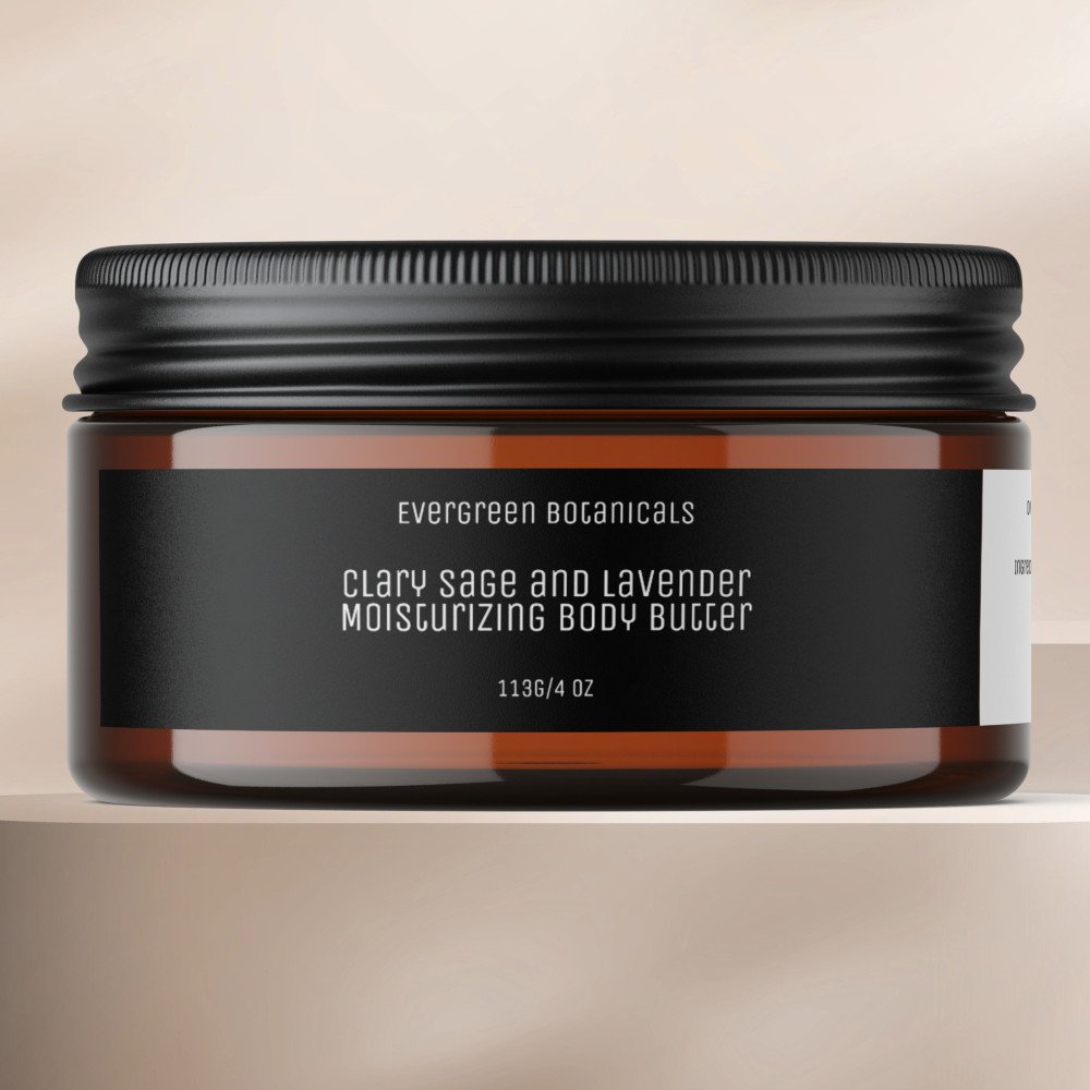 minimalist body butter jar label black and white