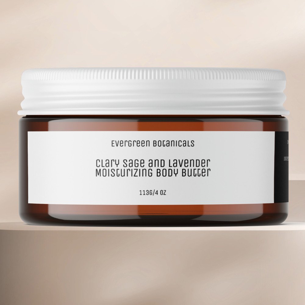 minimalist body butter jar  label white and black