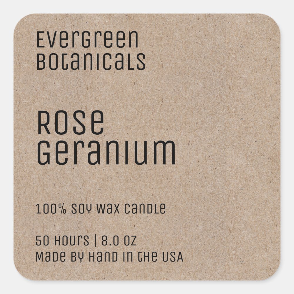 minimalist candle label kraft paper style & black