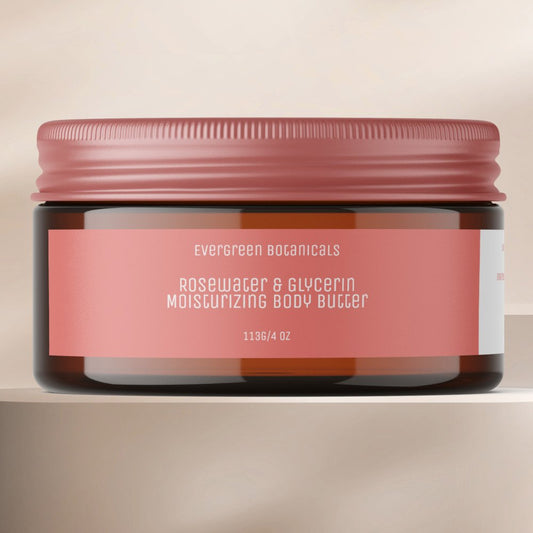 minimalist pink cosmetics body butter jar label