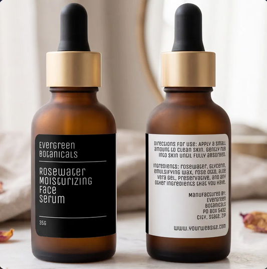minimalist modern black white dropper bottle label