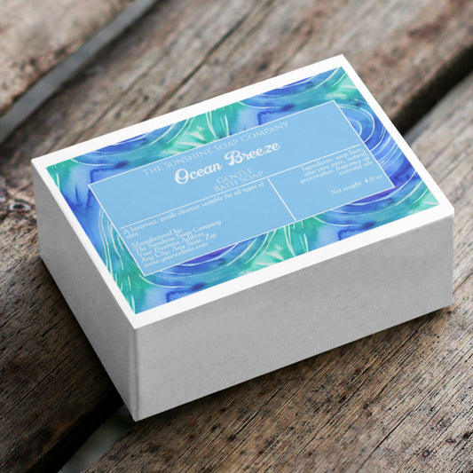 Waterproof Blue Green Swirls Soap Cosmetics Label