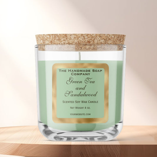 Olive Green and Gold Foil Candle Label
