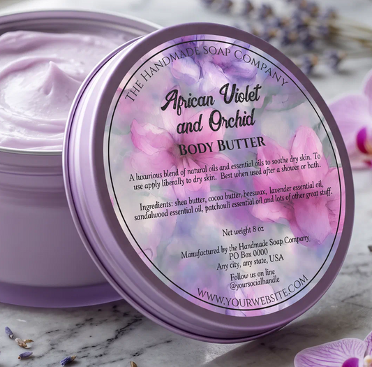 Pink and Purple Flowers Cosmetics Jar Label