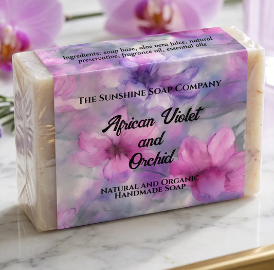 Pink and Purple Flowers soap box label