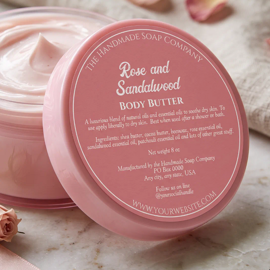 Dusty Rose Cosmetics Jar Label w Ingredients - 3" diameter