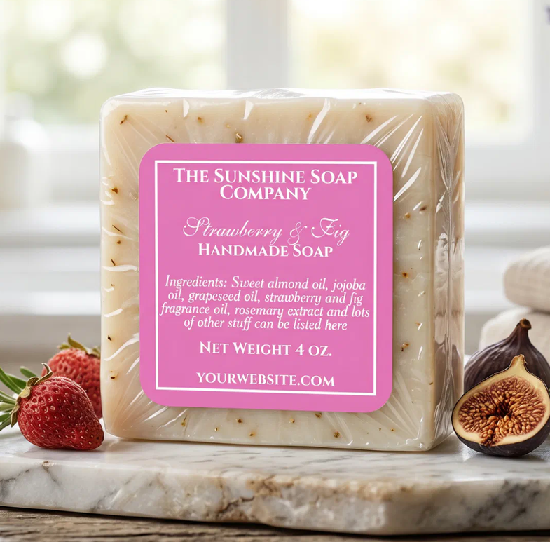 Simple pink and white soap cosmetics label