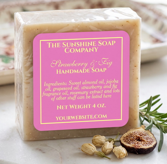Simple pink and yellow soap cosmetics label