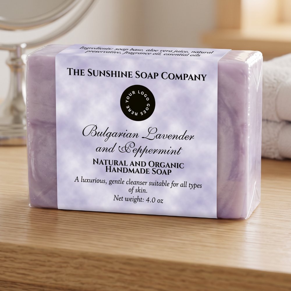 Purple Parchment Soap Packaging Label w Logo