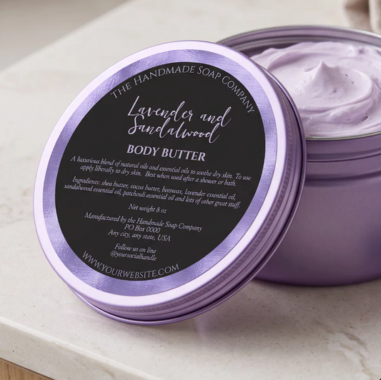 Black and Purple Cosmetics Jar Label w ingredients - 3” diameter
