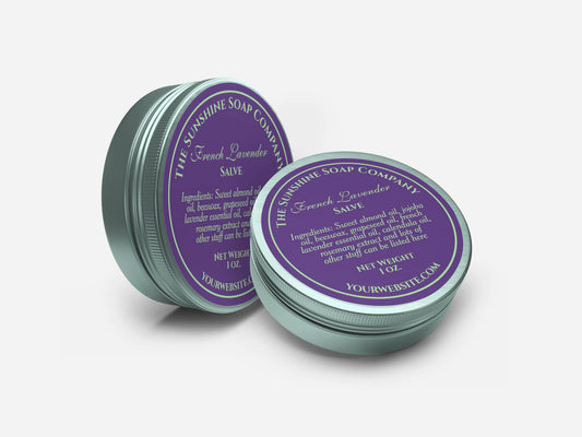 Vintage style dark purple green text sticker for packaging soaps, cosmetics, lip balms