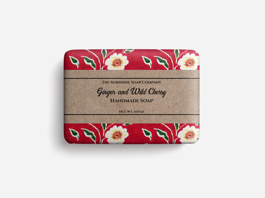 Soap Packaging Paper - White Flowers on Red