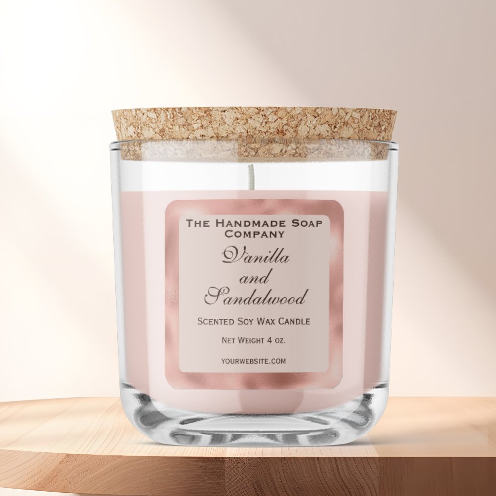 Rose and Rose Gold Foil Candle Label