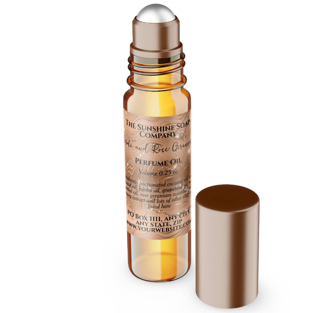 Rose Gold and Glitter Perfume Roller Bottle label
