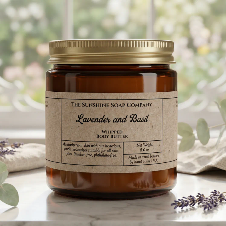 Rustic kraft paper body butter cosmetics jar label